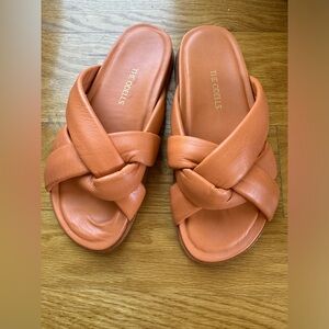The Odells Leather Puffy Slides - Orange